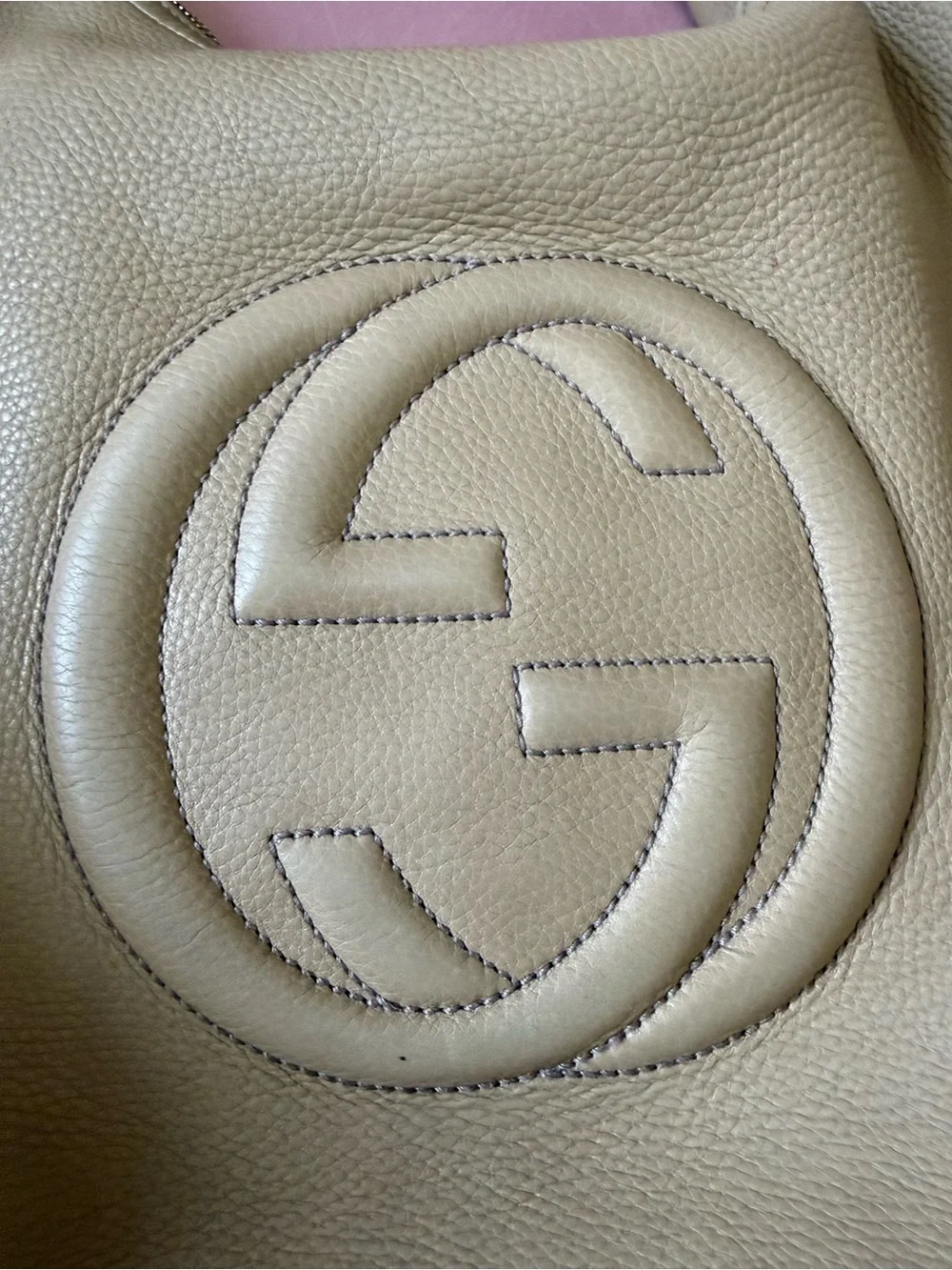 💯Authentic Gucci SOHO Pebbled Tan Leather Hobo Bag Shoulder Bag w Tassel